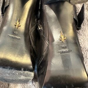 Pour la Victoire Platform Stiletto Black Leather Ankle Boots Size 9